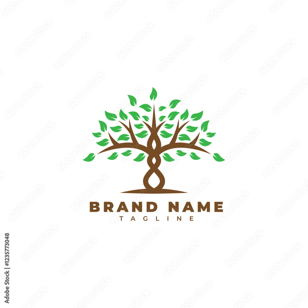 Fototapeta premium tree with green leaves. Logo, symbol, icon, illustration, vector, template, design