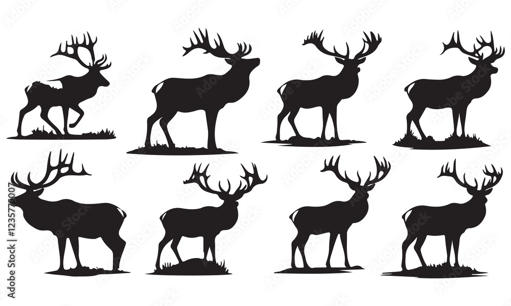 Fototapeta premium set of deer silhouettes
