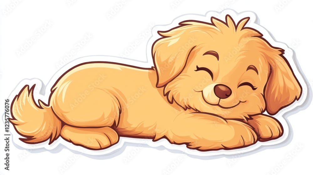 Sleeping Golden Retriever puppy, white background, pet sticker Sleeping Golden Retriever puppy, white background, pet sticker