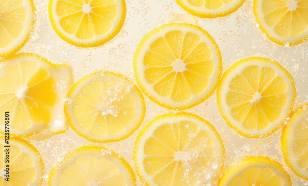 Fresh lemon slices in sparkling water Fresh lemon slices in sparkling water