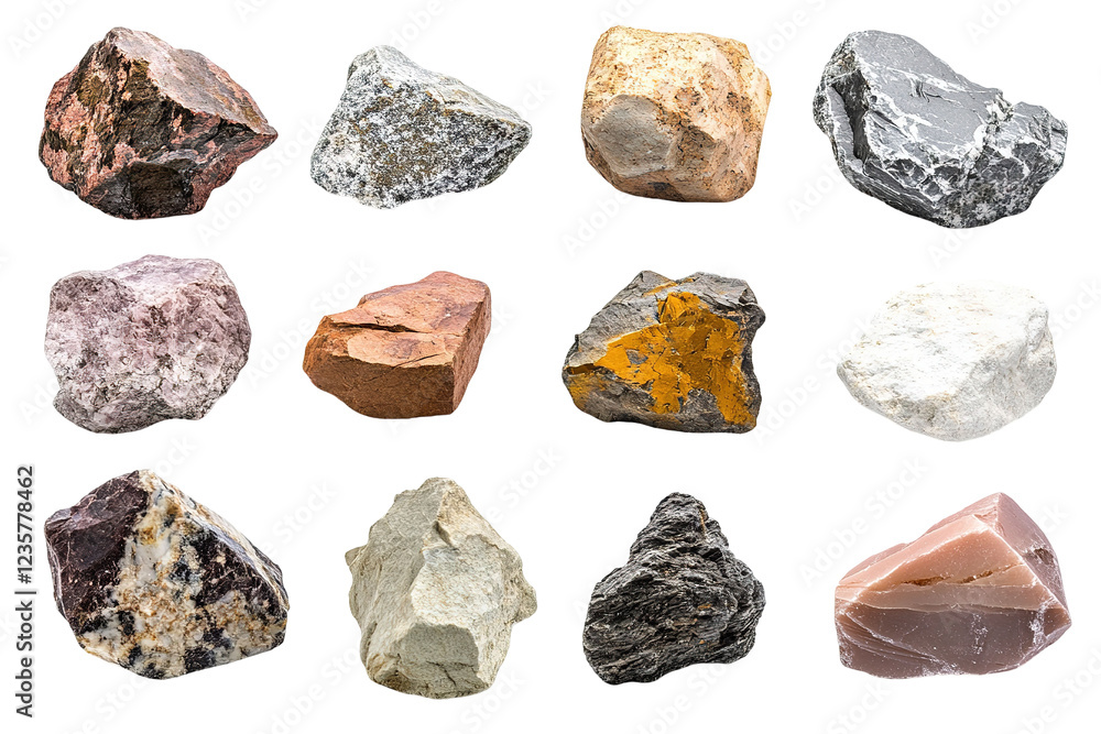 A collection of rocks of various sizes and colors. ,on transparent background. A collection of rocks of various sizes and colors. ,on transparent background.