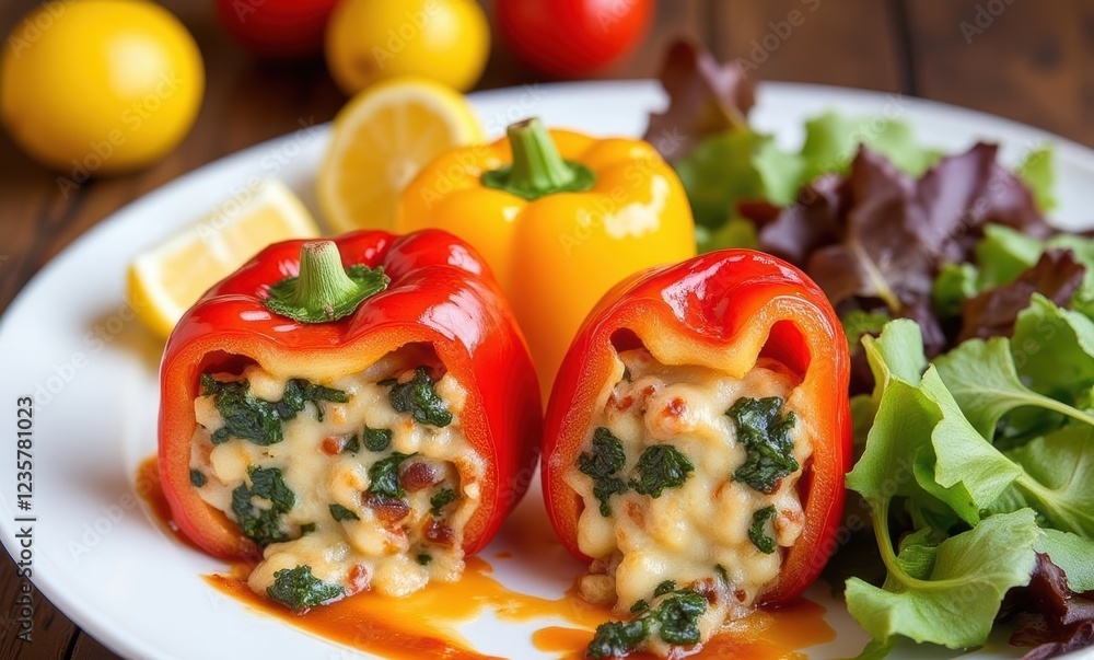 Stuffed bell peppers on a plate Stuffed bell peppers on a plate