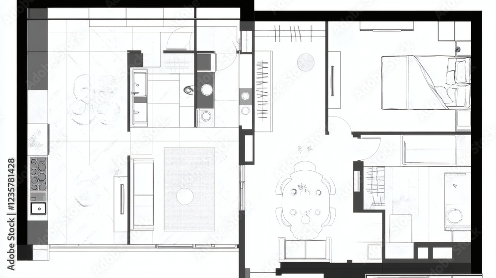 Modern Apartment Floor Plan Open Concept Living Space Design Modern Apartment Floor Plan Open Concept Living Space Design