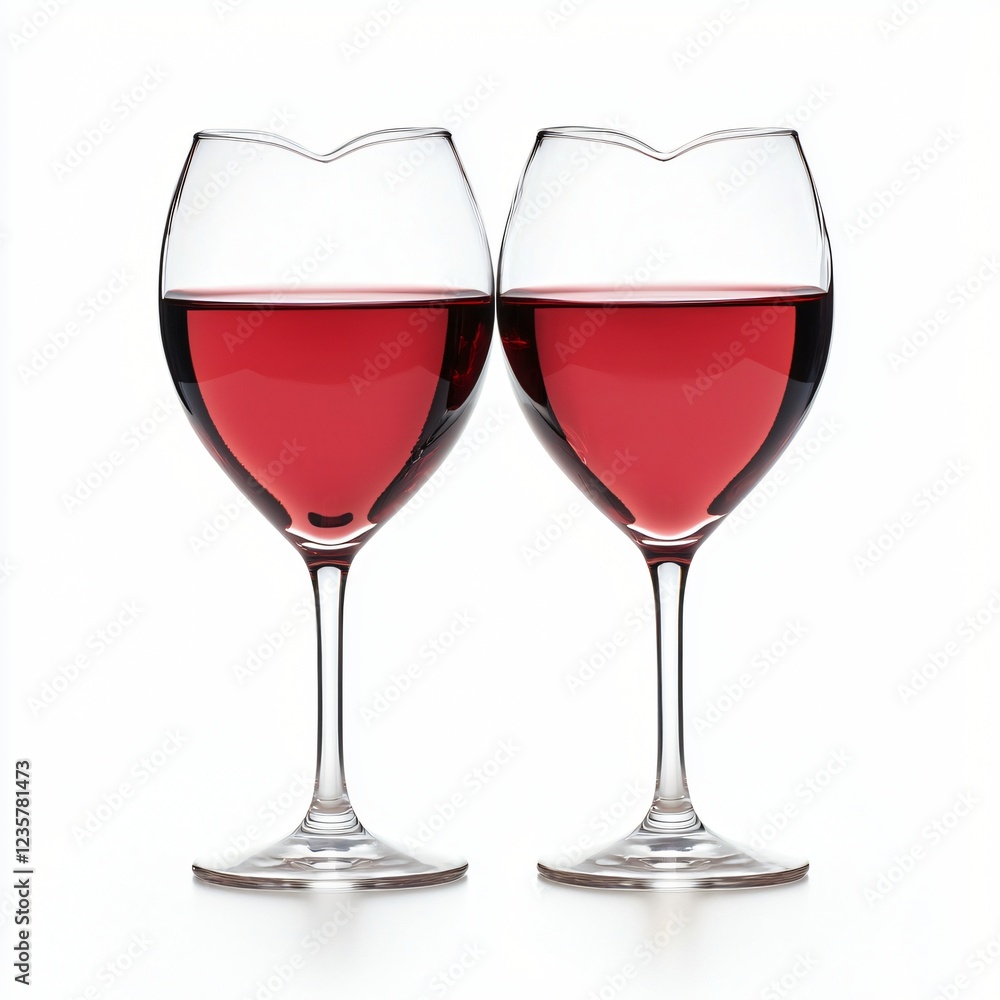 Two Heart Shaped Glasses of Red Wine Romantic Couple Elegant Drink Valentine s Day Two Heart Shaped Glasses of Red Wine Romantic Couple Elegant Drink Valentine s Day