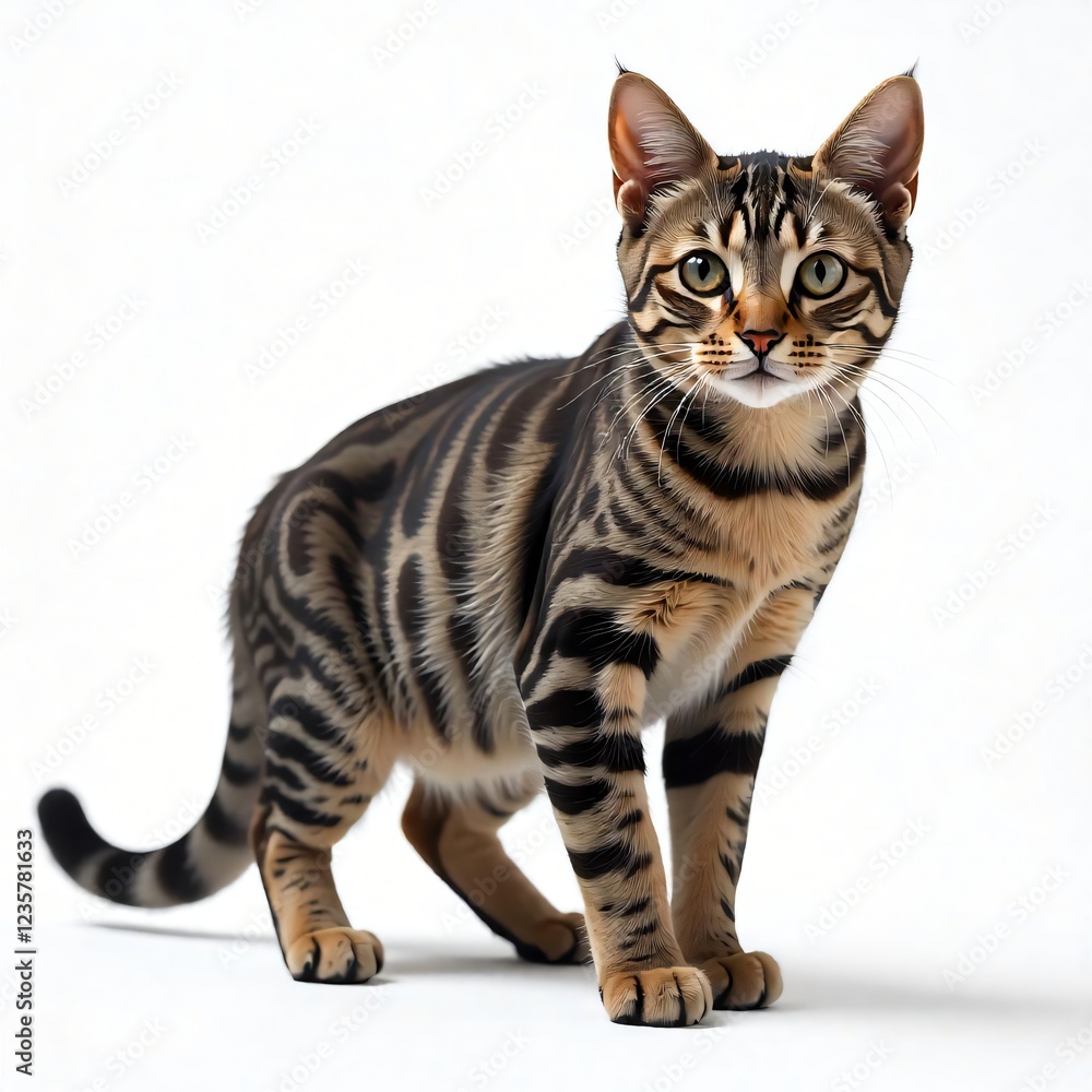 Obraz premium Majestic Bengal Cat Portrait Stunning Marbled Coat Close Up Studio Shot