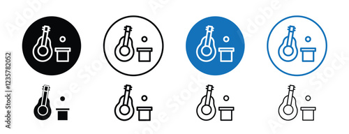 set of 8 pixel perfect Busking icon with 1 unexpanded, 1 silhouette, Busking icon showcasing street performance and music, for entertainment, arts and cultural themes