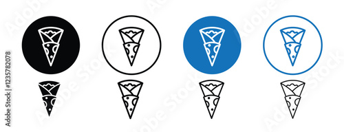 set of 8 pixel perfect Crepe icon with 1 unexpanded, 1 silhouette, Crepe icon featuring delicious folded pancake, for food, dessert, breakfast and café themes