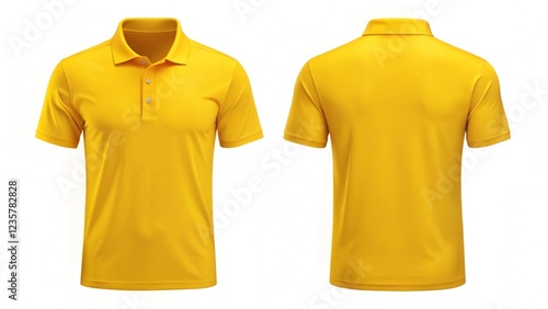 Blank yellow male polo shirt template, polo mockup template on white 
