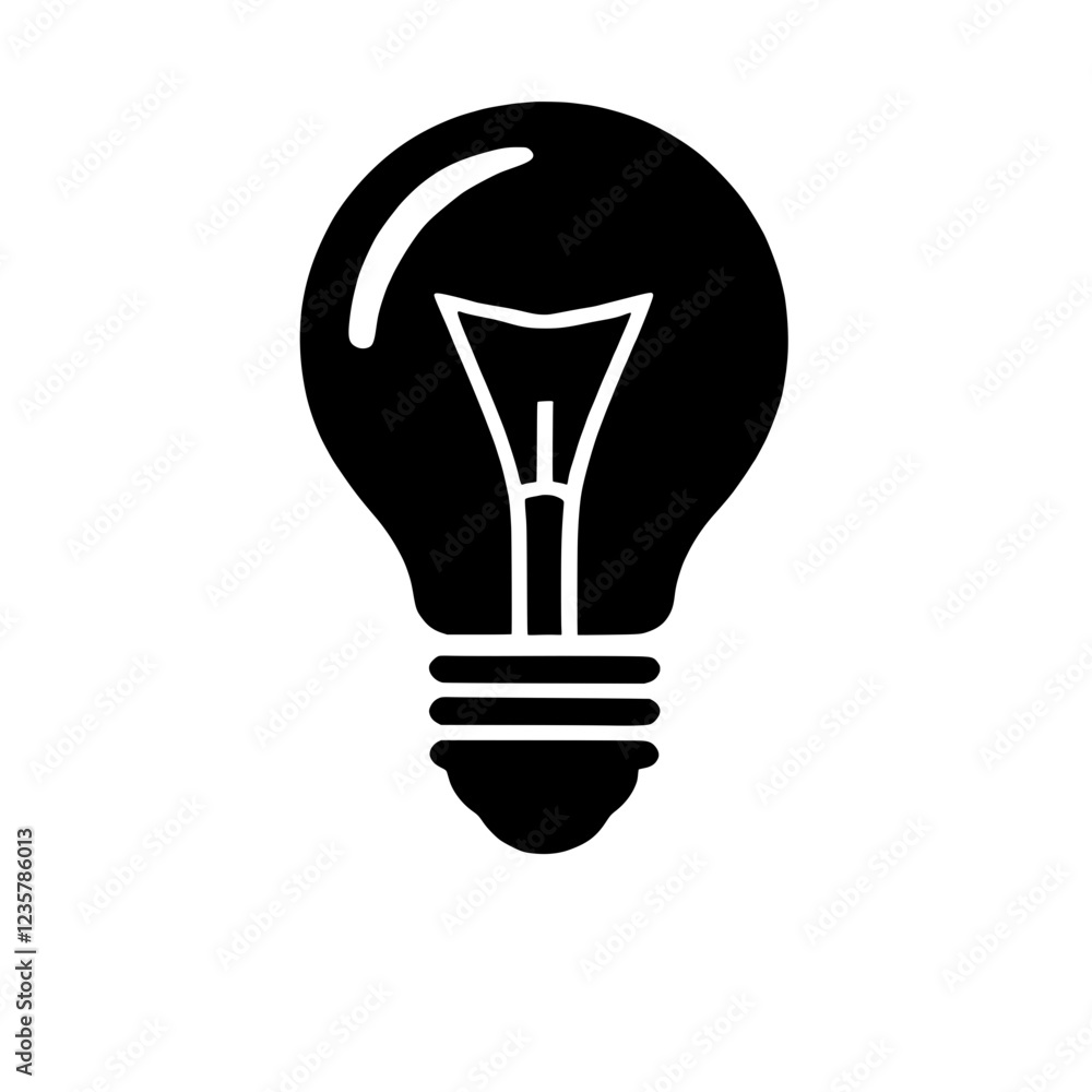 Lightbulb Icon: A simple yet powerful icon depicting a classic lightbulb, symbolizing inspiration, creativity, and innovation. The solid black silhouette stands out against a clean background. Lightbulb Icon: A simple yet powerful icon depicting a classic lightbulb, symbolizing inspiration, creativity, and innovation. The solid black silhouette stands out against a clean background.