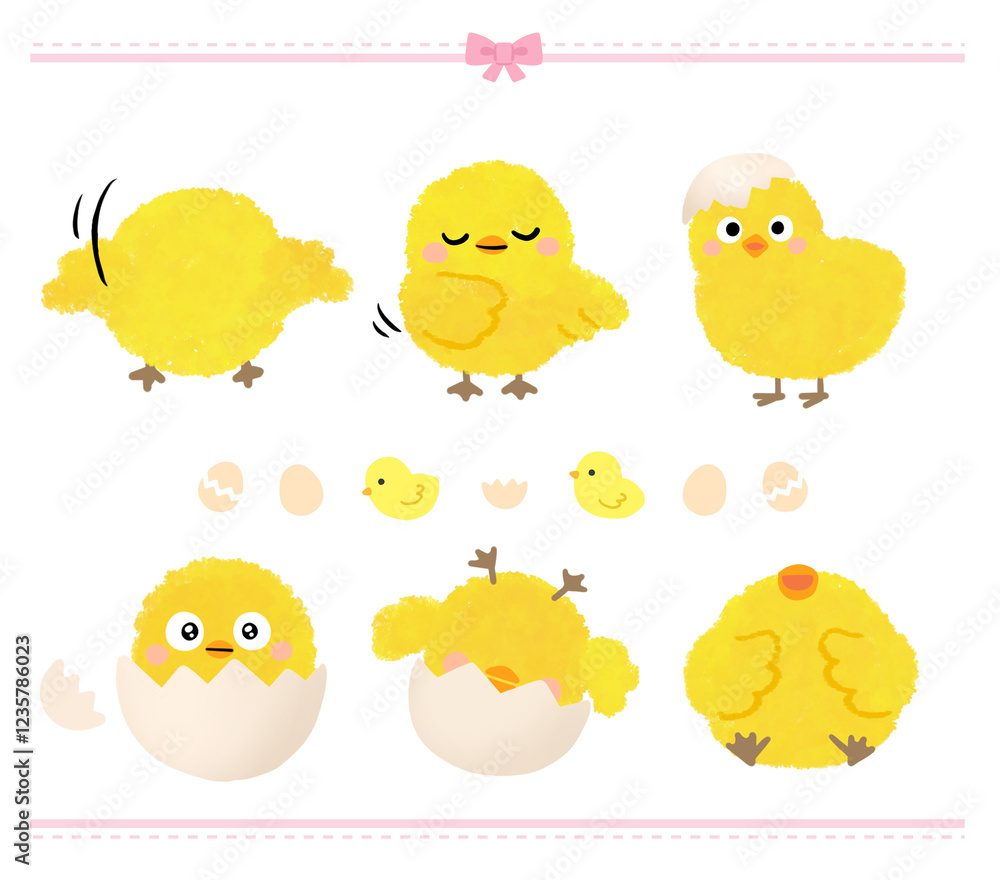 Cute various chick character illustration Cute various chick character illustration