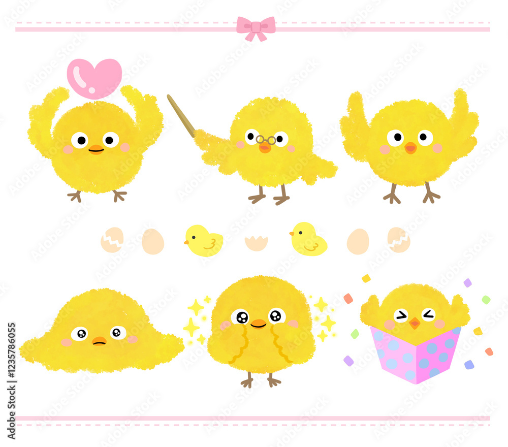 Fototapeta premium Cute various chick character illustration