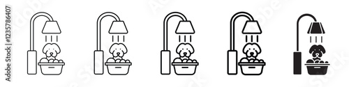 set of 5 pixel perfect pet grooming icon with 1 unexpanded, 1 silhouette, Grooming icon featuring tools for personal care., for beauty, hygiene and self-care themes