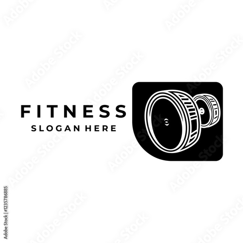 Fitness and Gym Logo Design Vector. Simple Barbell logo design for Gym and fitness club logo