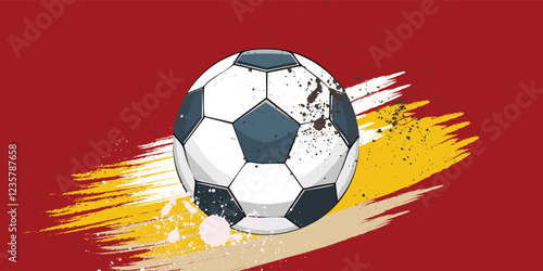soccer banner template , Spain flag, Brush texture grunge, football cup, illustration vector