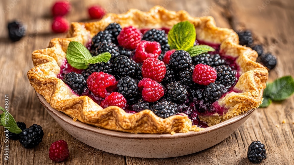 Delicious homemade berry pie rustic kitchen table food photography cozy atmosphere close-up culinary delight Delicious homemade berry pie rustic kitchen table food photography cozy atmosphere close-up culinary delight