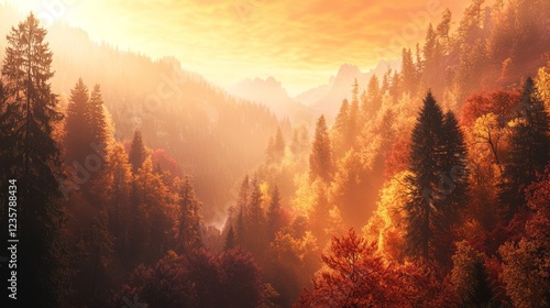 Autumn Valley Draped in Colorful Flames of Nature's Palette photo