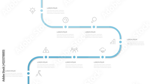 Minimalistic vertical timeline for the presentation slide. Modern infographics for the website to reflect the goal achievement process