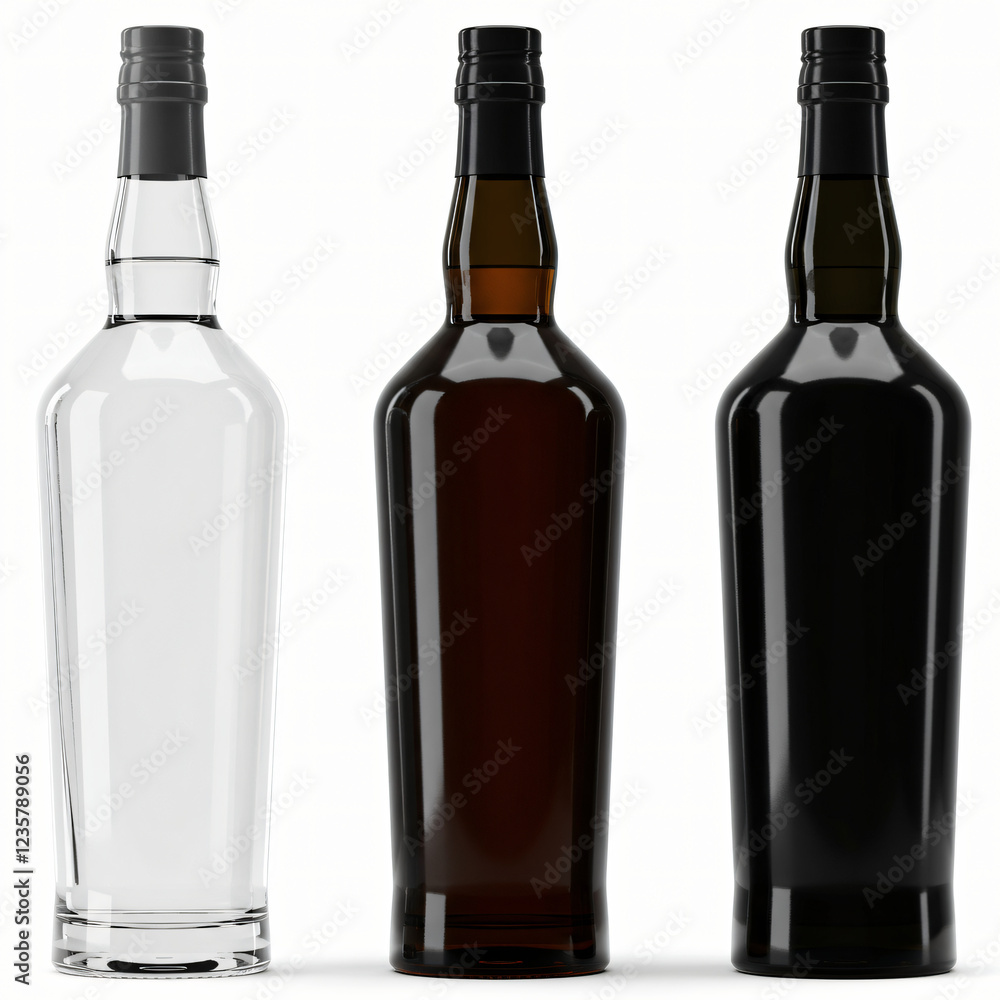 Empty Liquor Bottles Mockup for Branding Empty Liquor Bottles Mockup for Branding