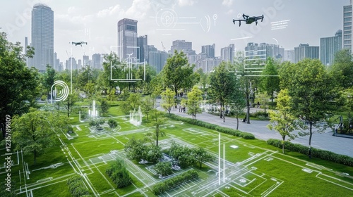 Drones Surveying Urban Park Landscape Design