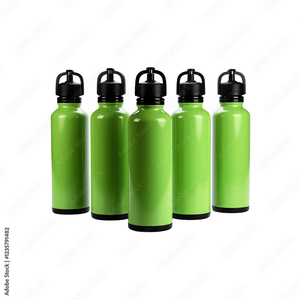 a group of green water bottles a group of green water bottles