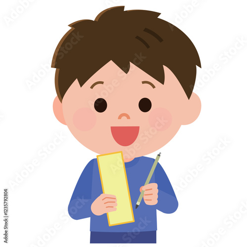 俳句を詠む男の子　イラスト