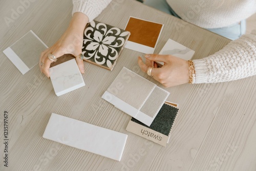 Принти на полотні Interior designer selecting materials for design