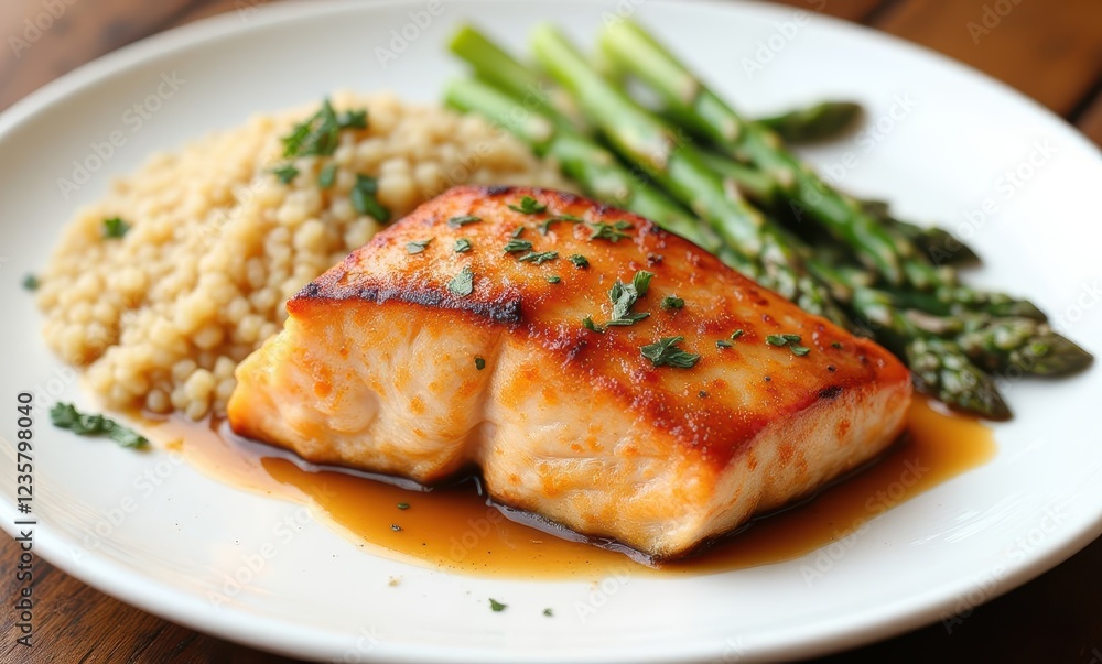 Delicious salmon fillet with sides Delicious salmon fillet with sides
