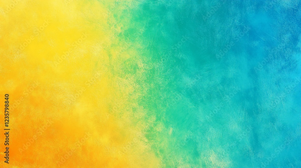 Fototapeta premium Abstract painted background with a vibrant gradient of yellow, green and blue colors