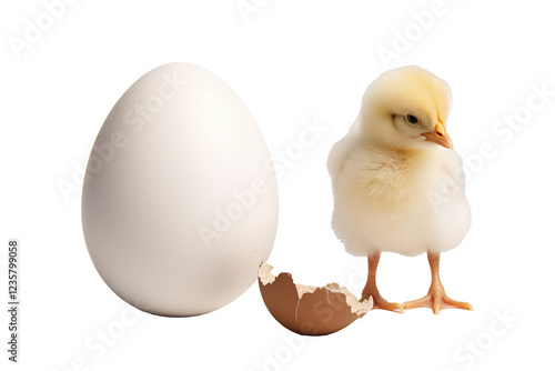 a chick next to an egg