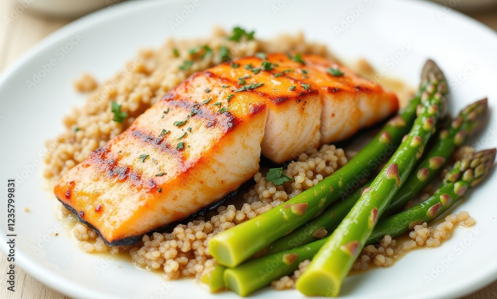 Grilled salmon with asparagus and couscous Grilled salmon with asparagus and couscous