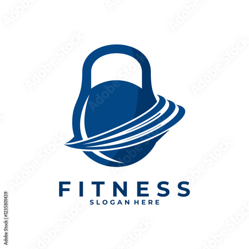 Fitness and Gym Logo Design Vector. Gym and fitness kettle bell logo design inspirations