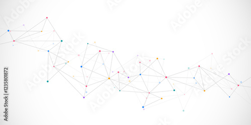 Vector illustration of minimalistic design with connecting the dots and lines. Abstract geometric background of science and technology concept