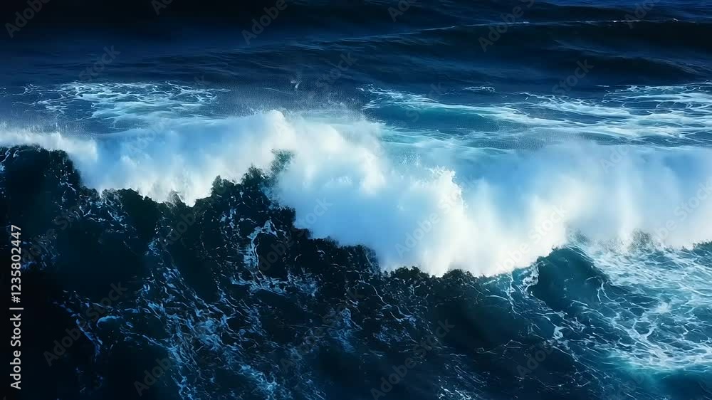 Majestic Ocean Wave: A Powerful Surge of Deep Blue Water Majestic Ocean Wave: A Powerful Surge of Deep Blue Water