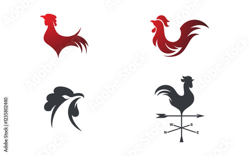 Silhouette of the rooster vector icon Logo illustration design