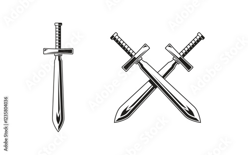 Knight Swords silhouettes. Vector illustration design photo