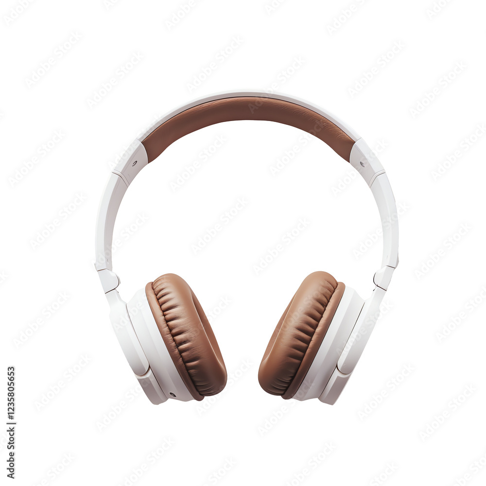 a pair of white and brown headphones a pair of white and brown headphones