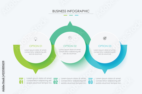 3 step process infographic template vector element