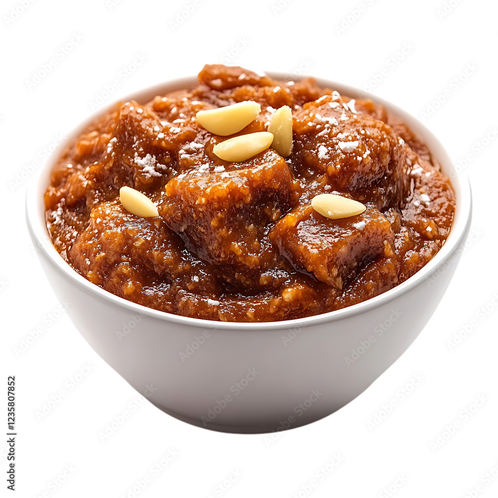 PNG Halwa Against Transparent Background for Culinary, Dessert, or Traditional Indian Food Promotion
