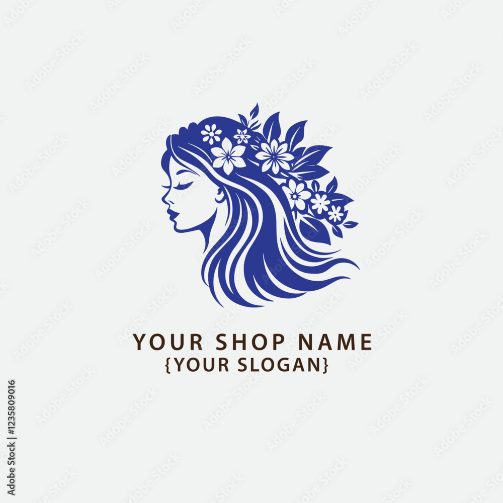 Beautiful Girl Logo Design for cosmetic shop or saloon , vector illustration Design. Beautiful Girl Logo Design for cosmetic shop or saloon , vector illustration Design.
