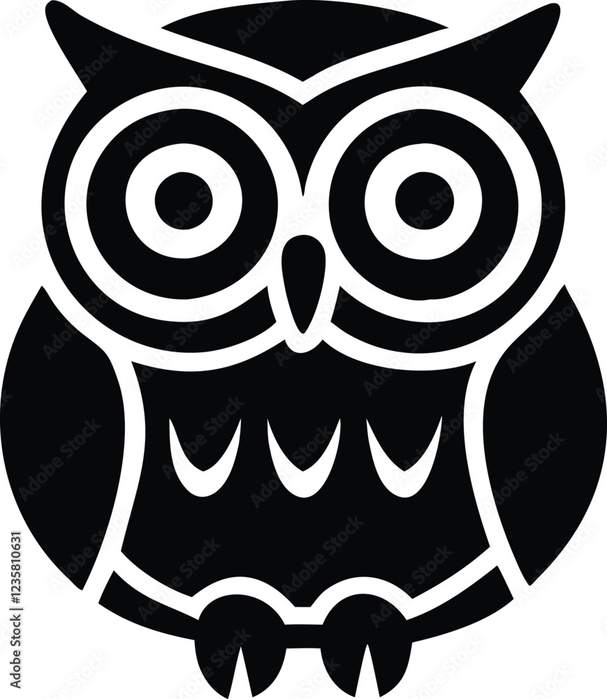Obraz premium Owl silhouette vector style with black and white background
