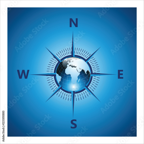 compass vector logo design blue