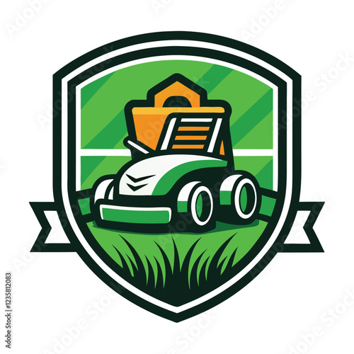 Lawn Mower - Lawn Care and Service Illustration Logo Vector