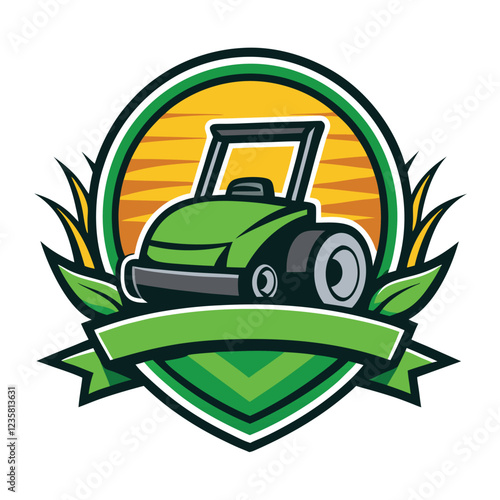 Lawn Mower - Lawn Care and Service Illustration Logo Vector