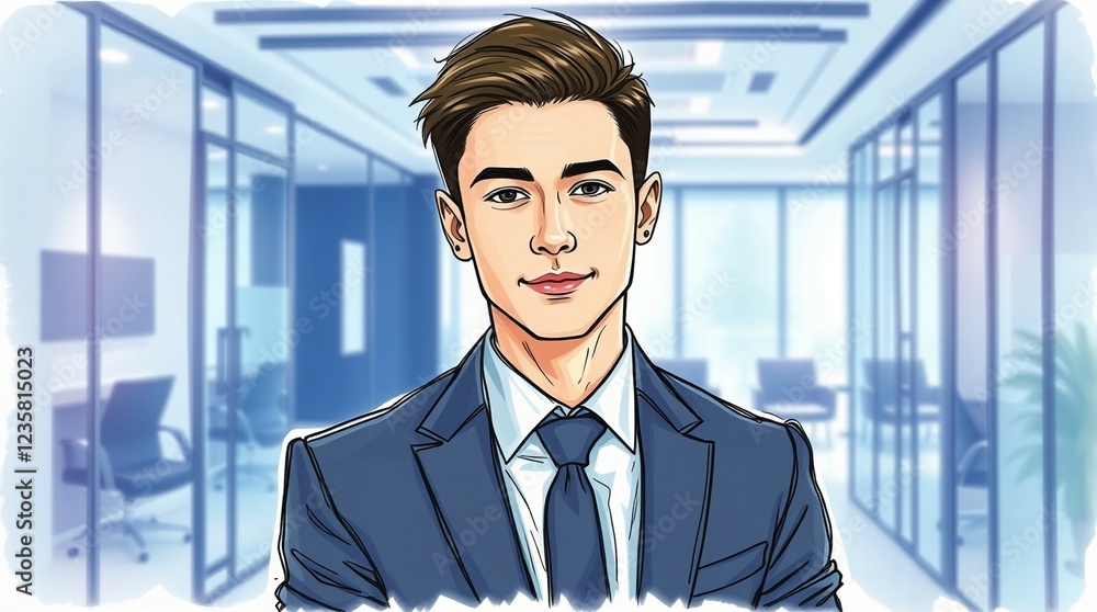 portrait of a handsome businessman in the office setting portrait of a handsome businessman in the office setting