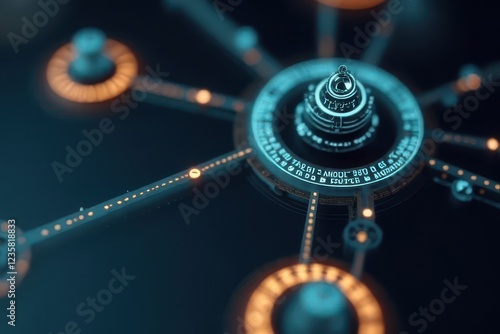 A dynamic 3D infographic of microlearning pathways: interconnected hexagonal nodes with icons for skills like coding, design, and leadership, glowing progress trails
 photo