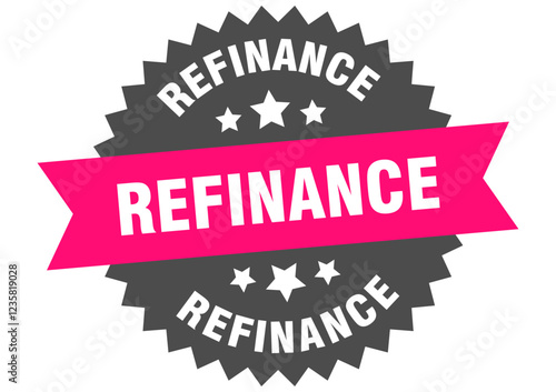 refinance. refinance round pink label isolated on transparent background