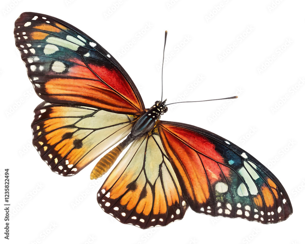 Fototapeta premium 3d butterfly isolated on white transparent PNG background 