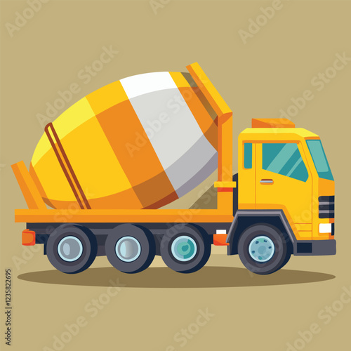 Concrete Mixer Truck Vector Illustration  Heavy Construction Vehicle Clipart