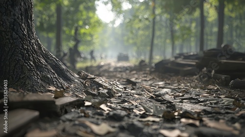 Wallpaper Mural Towering Oak Trunk Felled in a Green Forest Landscape Scene Torontodigital.ca