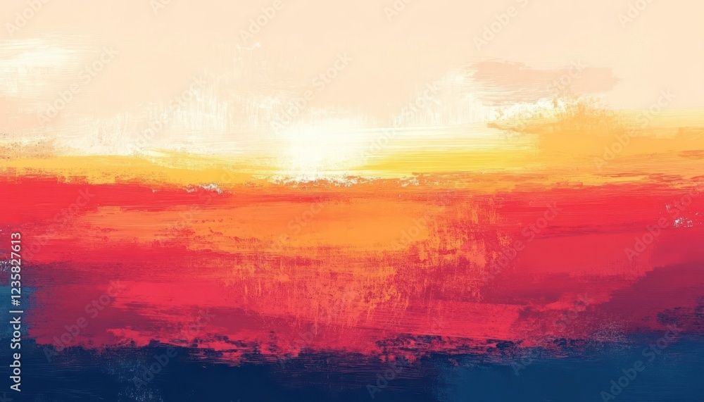 Abstract Sunset Landscape Painting Warm Hues Abstract Sunset Landscape Painting Warm Hues
